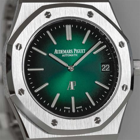 audemars piguet royal oak jumbo extra-thin platinum 39mm green dial|ap jumbo extra thin.